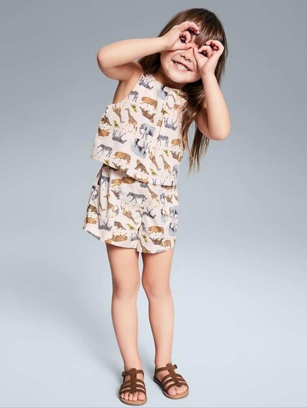 Safari animals two-piece romper